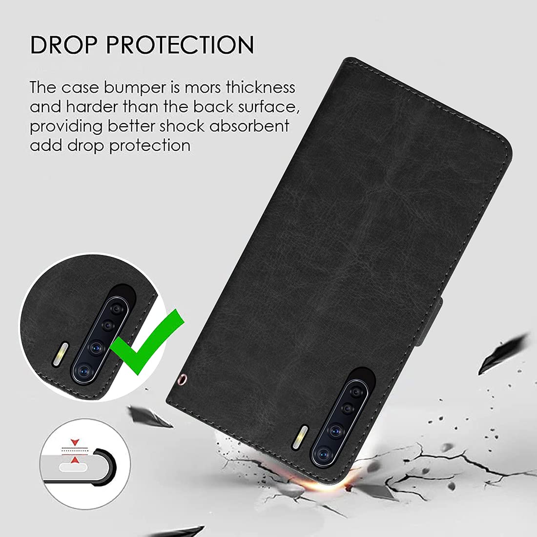Premium Wallet Flip Cover for Oppo F15 4G / A91 4G