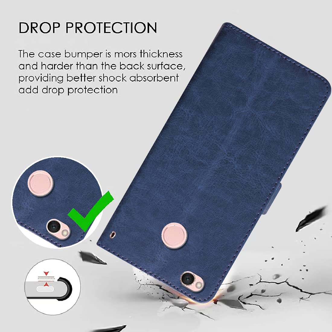 Premium Wallet Flip Cover for Mi Redmi 4 4G