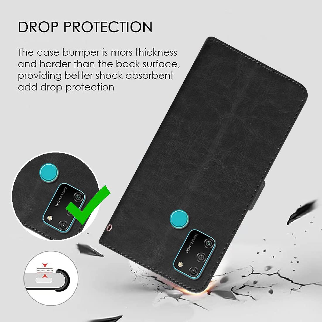 Premium Wallet Flip Cover for Honor 9A 4G