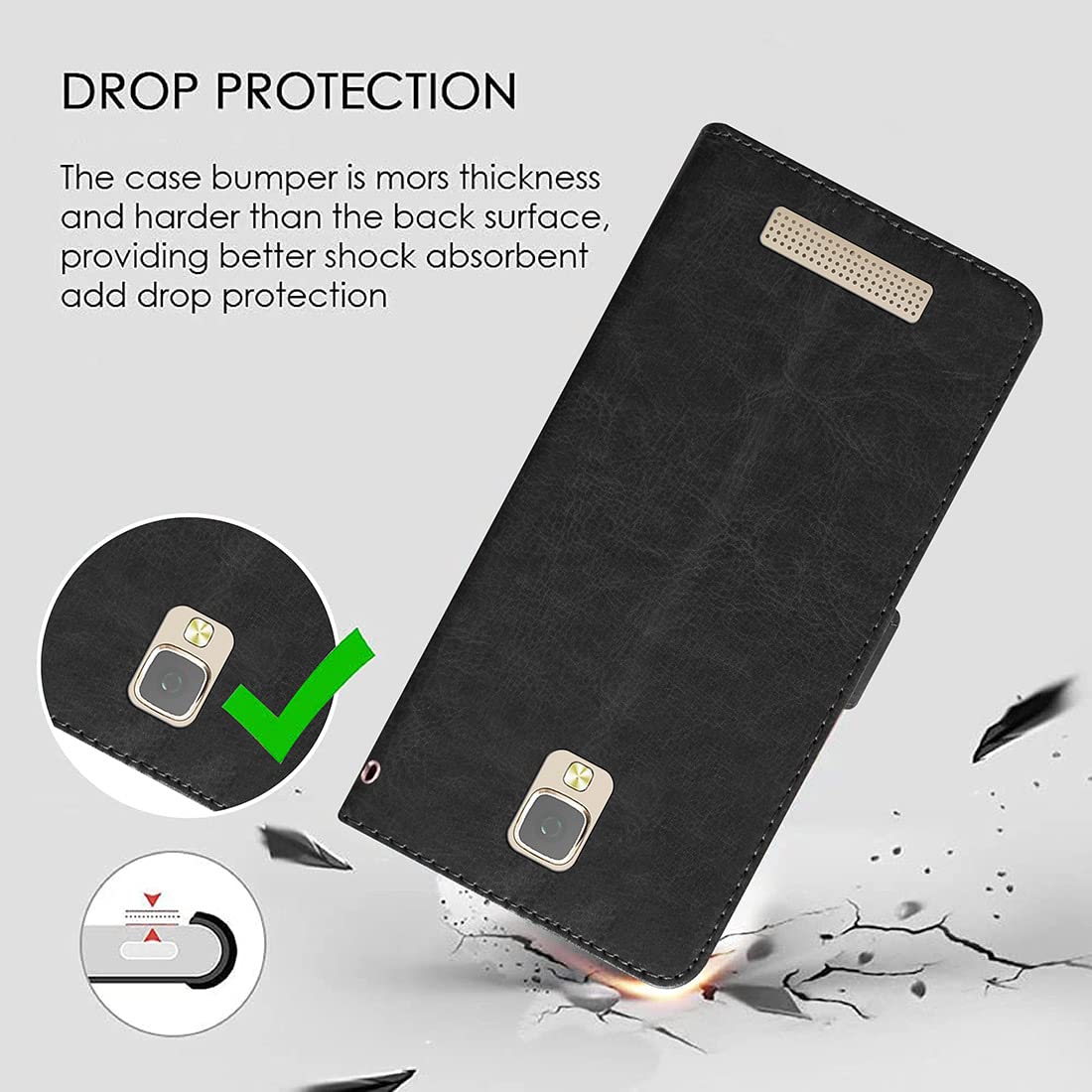 Premium Wallet Flip Cover for Lava A44 4G