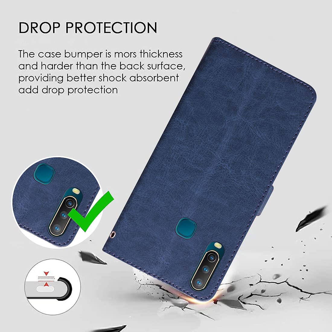 Premium Wallet Flip Cover for Vivo U10 4G