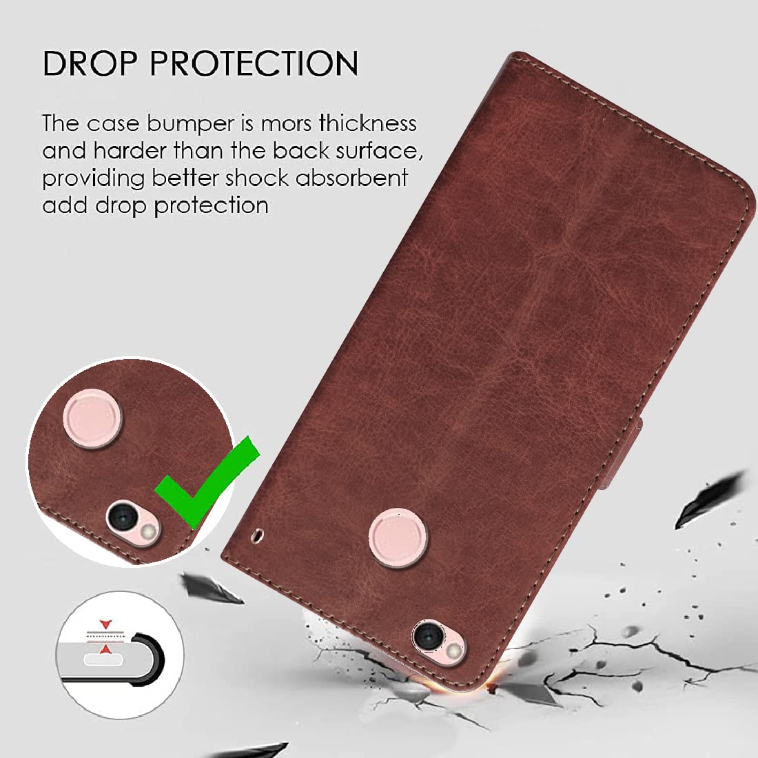 Premium Wallet Flip Cover for Mi Redmi 4 4G