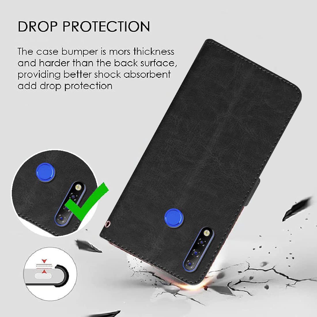 Premium Wallet Flip Cover for Tecno Spark 4 4G