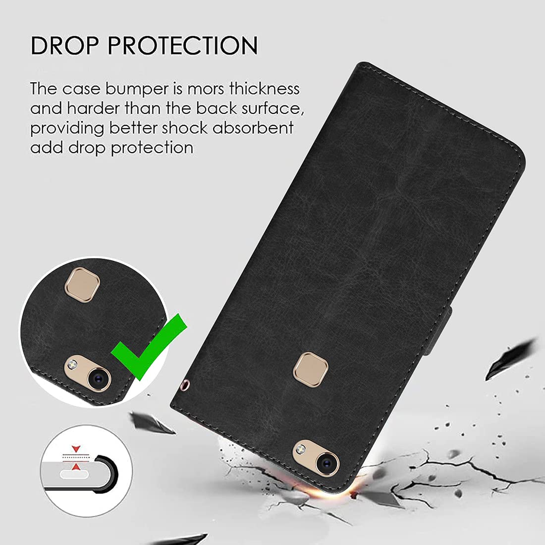 Premium Wallet Flip Cover for Vivo V7 4G