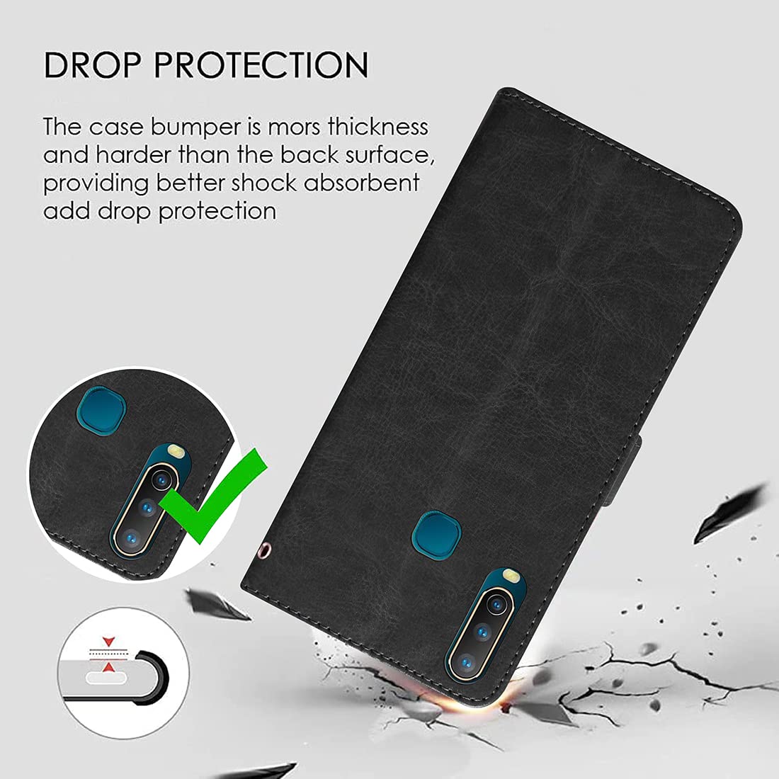 Premium Wallet Flip Cover for Vivo U10 4G