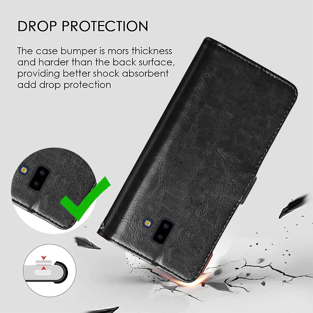 Premium Wallet Flip Cover for Samsung Galaxy J6 Plus 4G