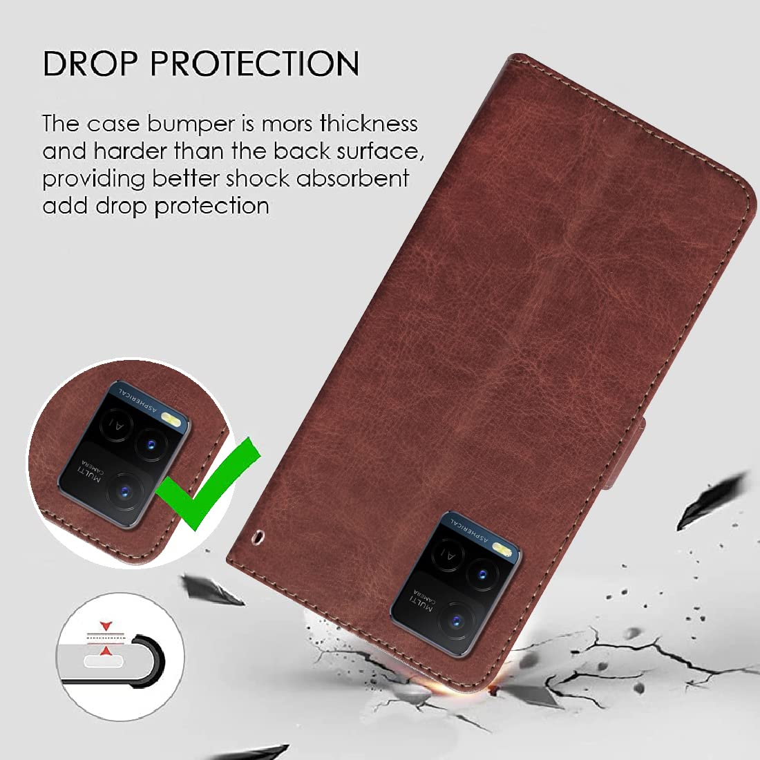 Premium Wallet Flip Cover for Vivo Y21 / Y33s / Y33T / Y21s / Y21e / Y21A / Y21T