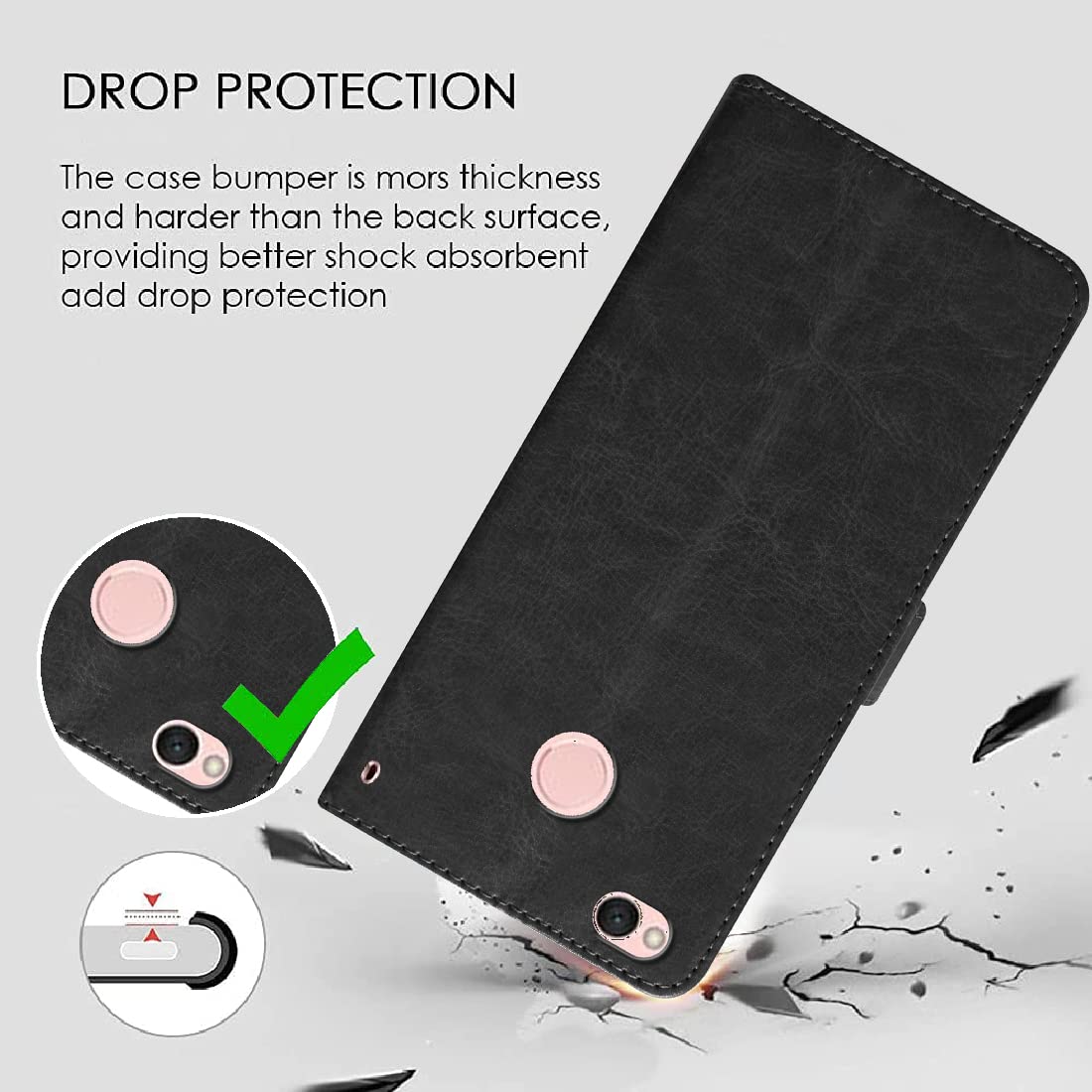 Premium Wallet Flip Cover for Mi Redmi 4 4G