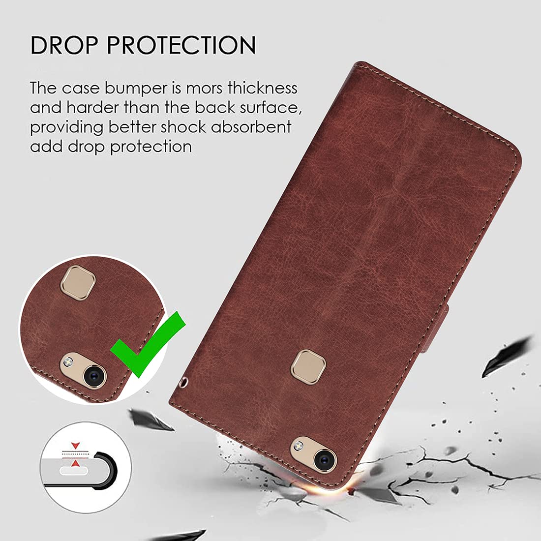 Premium Wallet Flip Cover for Vivo V7 4G