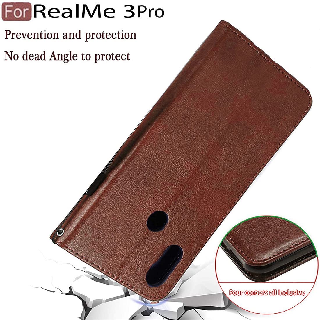 Premium Wallet Flip Case Cover for Realme 3 Pro 4G