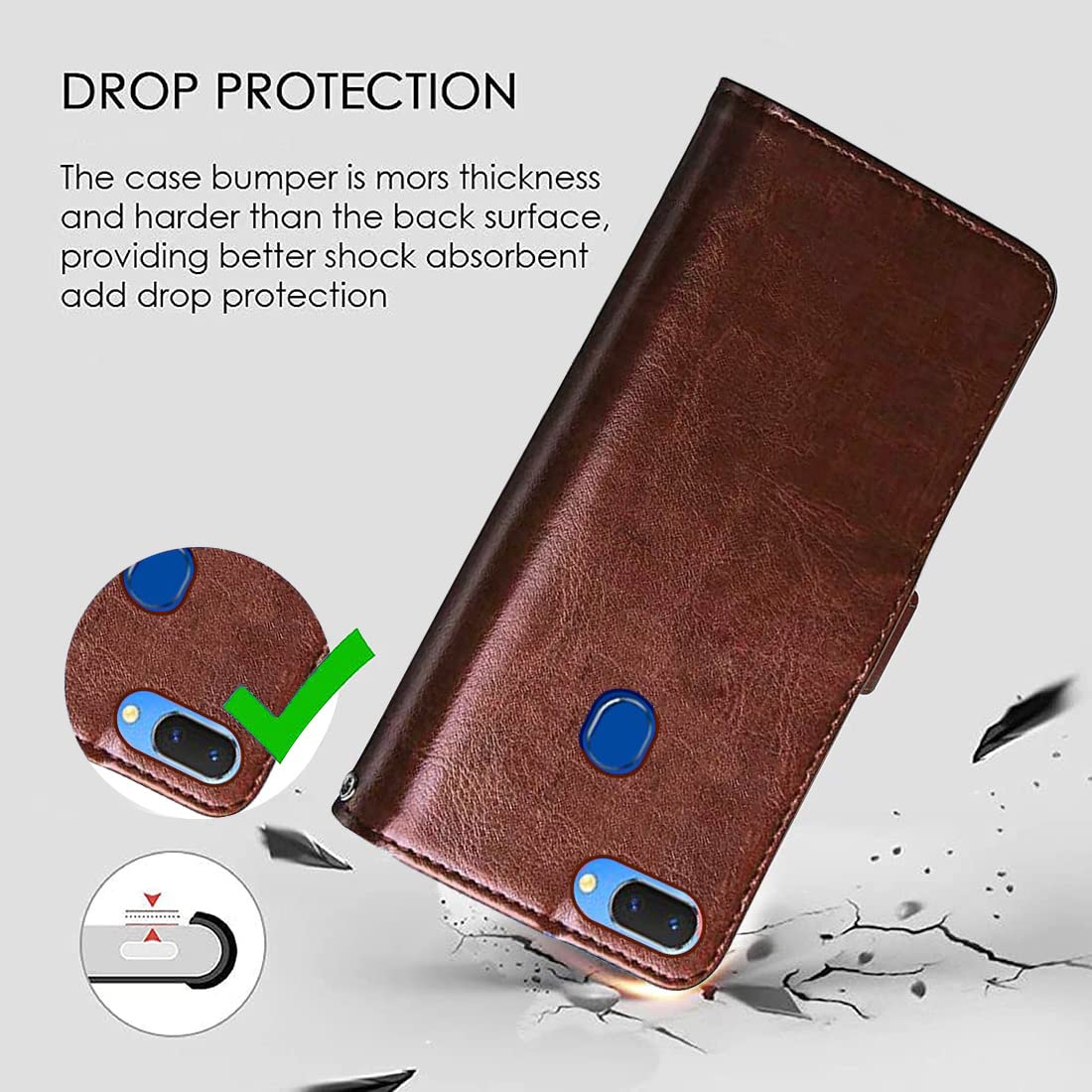 Premium Wallet Flip Case Cover for Realme 2 4G