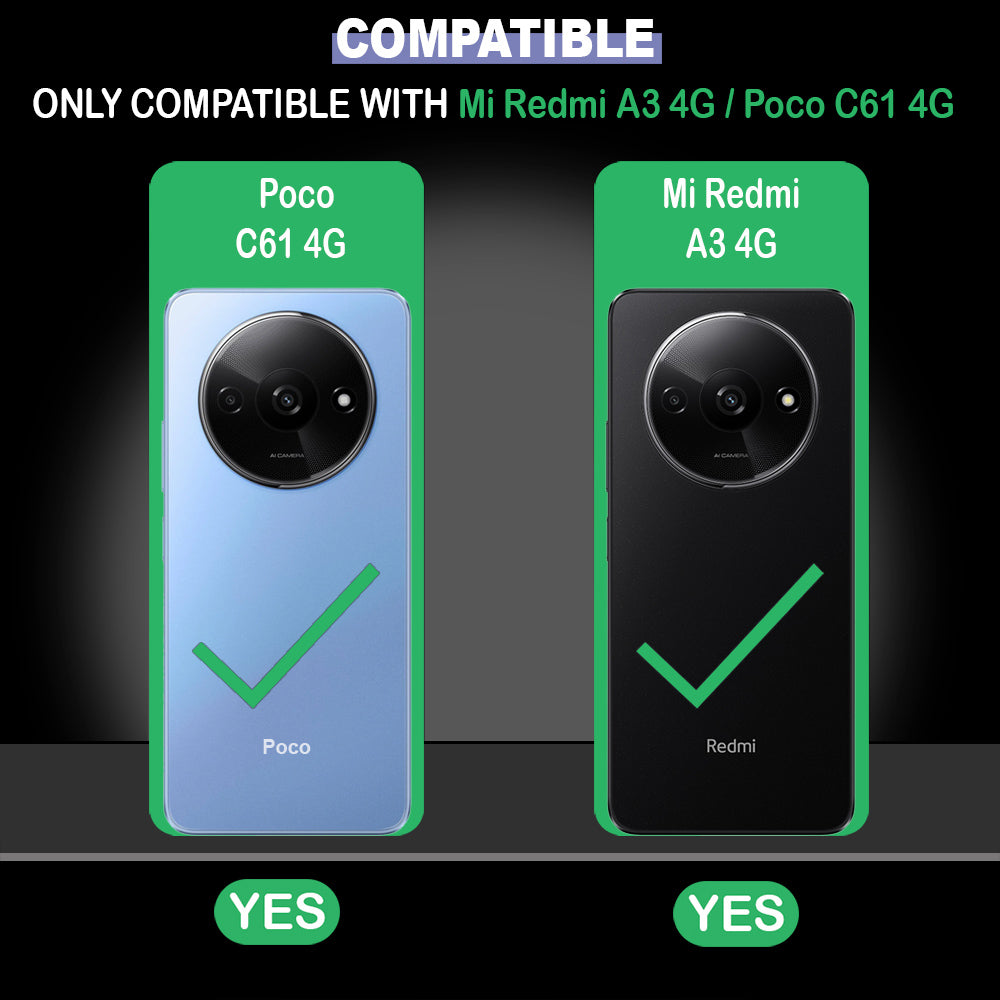 Anti Dust Plug Back Case Cover for Mi Redmi A3 4G / Poco C61 4G