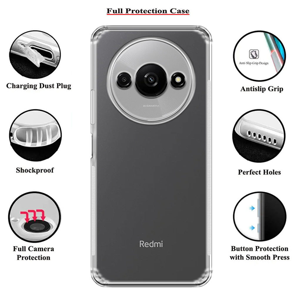 Anti Dust Plug Back Case Cover for Mi Redmi A3 4G / Poco C61 4G