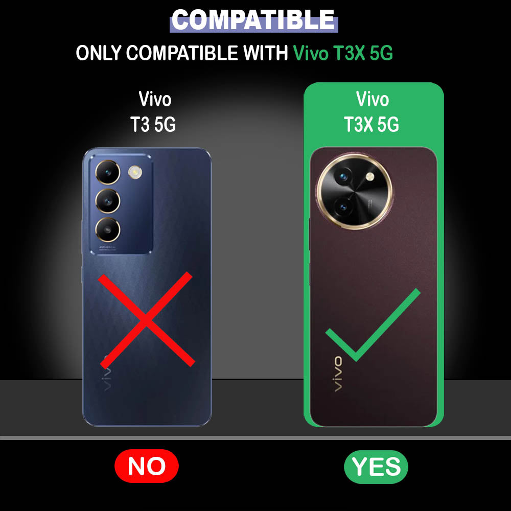 Anti Dust Plug Back Case Cover for Vivo T3x 5G