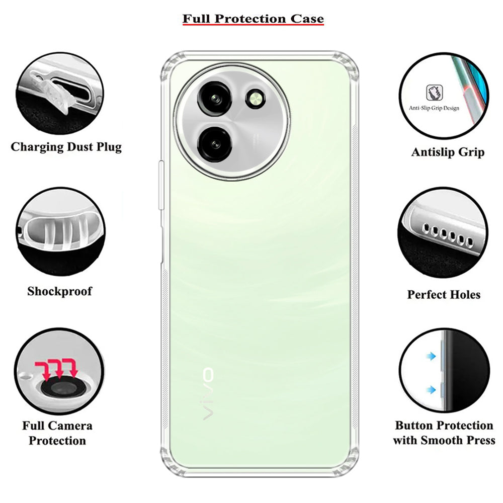 Anti Dust Plug Back Case Cover for Vivo T3x 5G