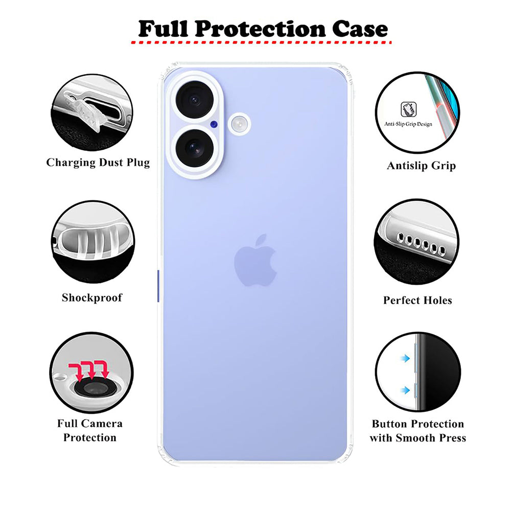 Anti Dust Plug Back Case Cover for Apple iPhone 16
