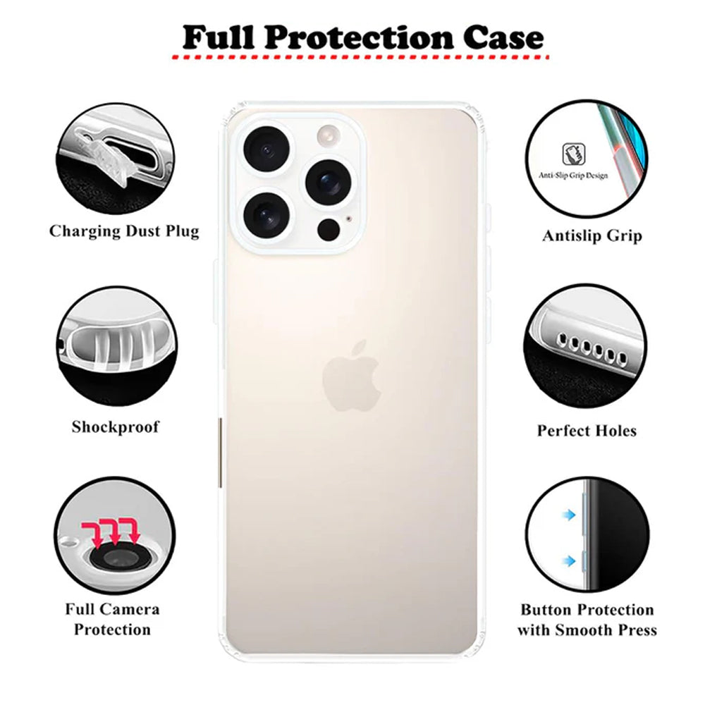 Anti Dust Plug Back Case Cover for Apple iPhone 16 Pro Max