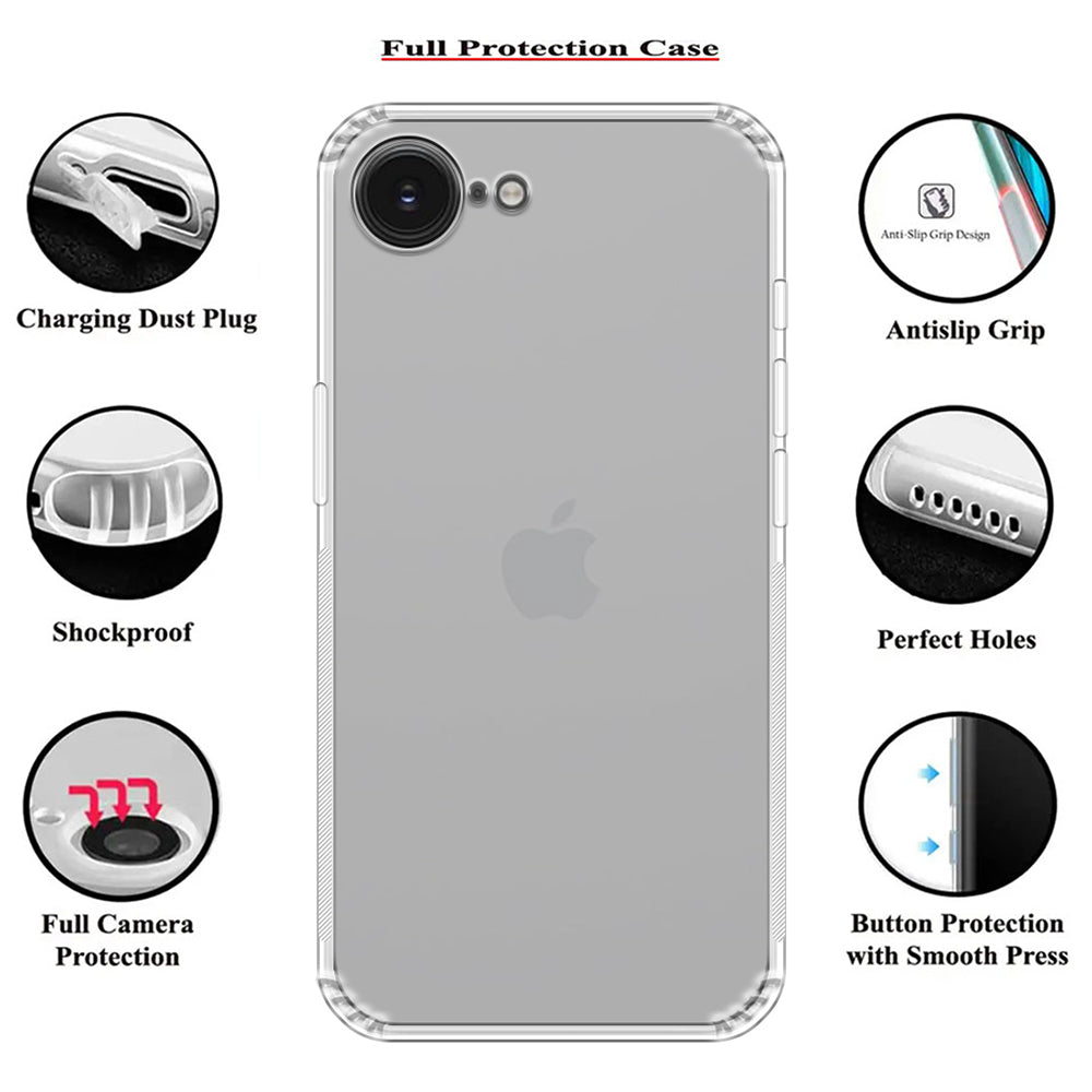 Anti Dust Plug Back Case Cover for Apple iPhone 16e