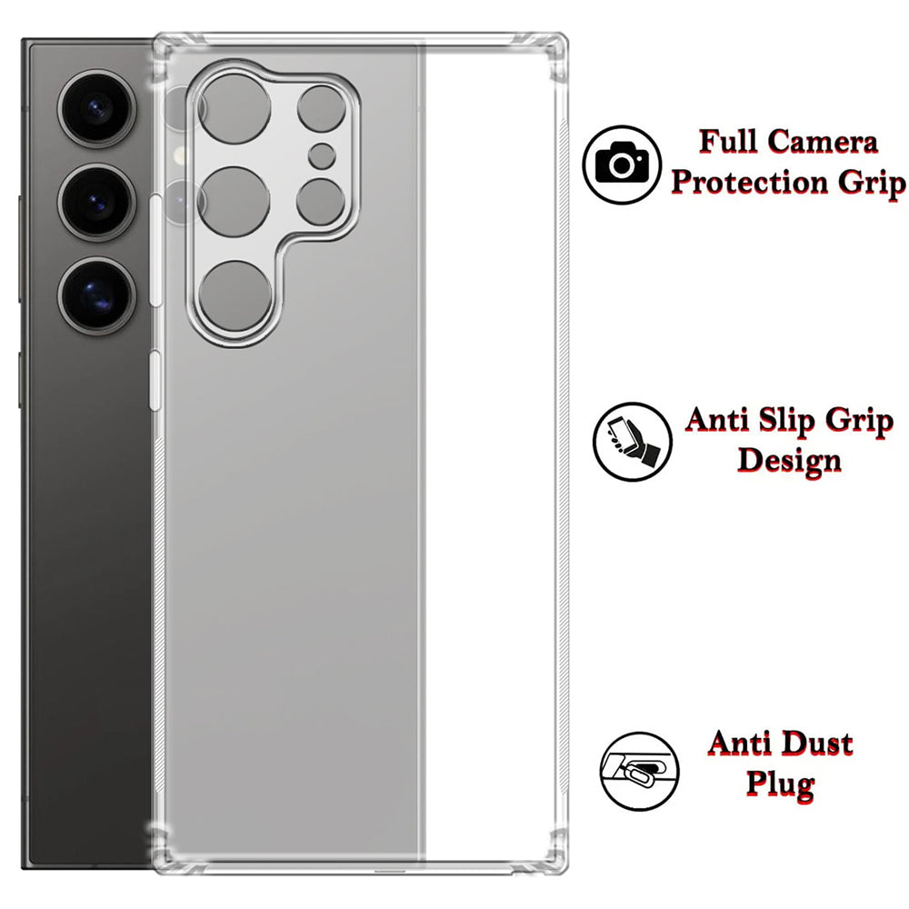 Anti Dust Plug Back Case Cover for Samsung Galaxy S24 Ultra 5G