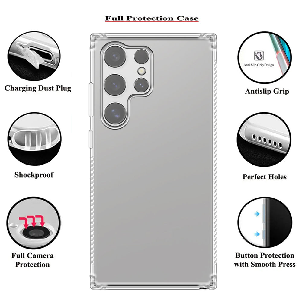 Anti Dust Plug Back Case Cover for Samsung Galaxy S24 Ultra 5G