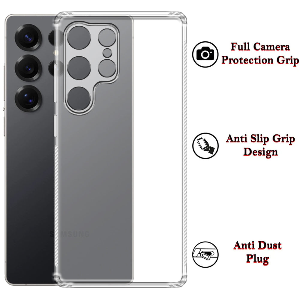 Anti Dust Plug Back Case Cover for Samsung Galaxy S25 Ultra 5G