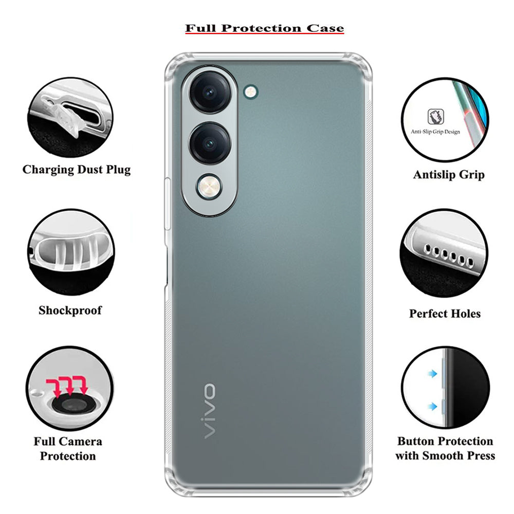 Anti Dust Plug Back Case Cover for Vivo Y19e 4G / Y04 4G / Y29s 5G