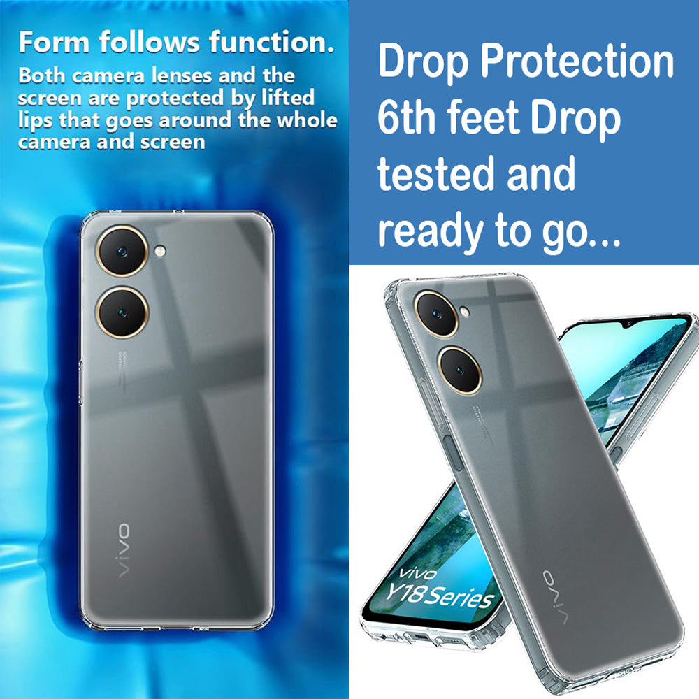 Super Clear Back Case Cover for Vivo Y18 4G / Y18e 4G / Y03 4G / T3 Lite 5G / Z9 Lite 5G