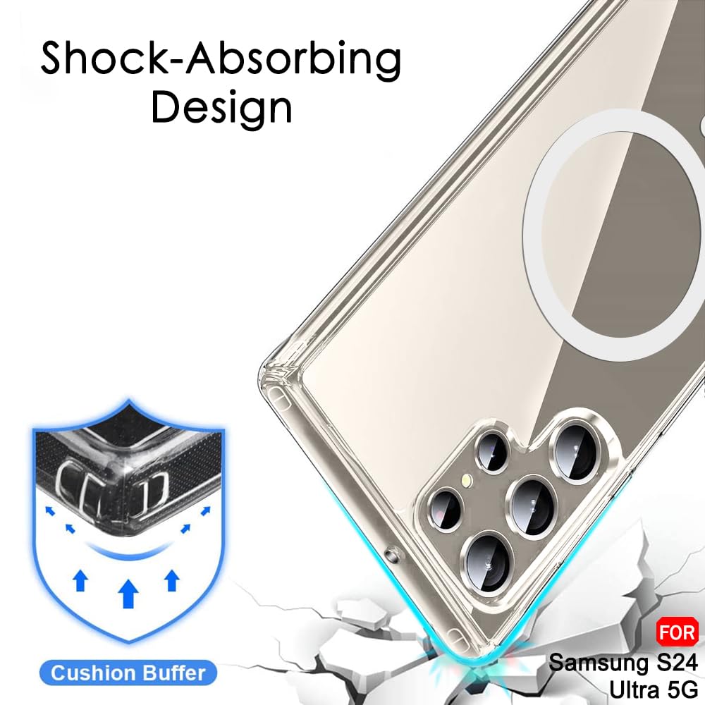 MagSafe Crystal Clear Back Cover for Samsung Galaxy S24 Ultra 5G
