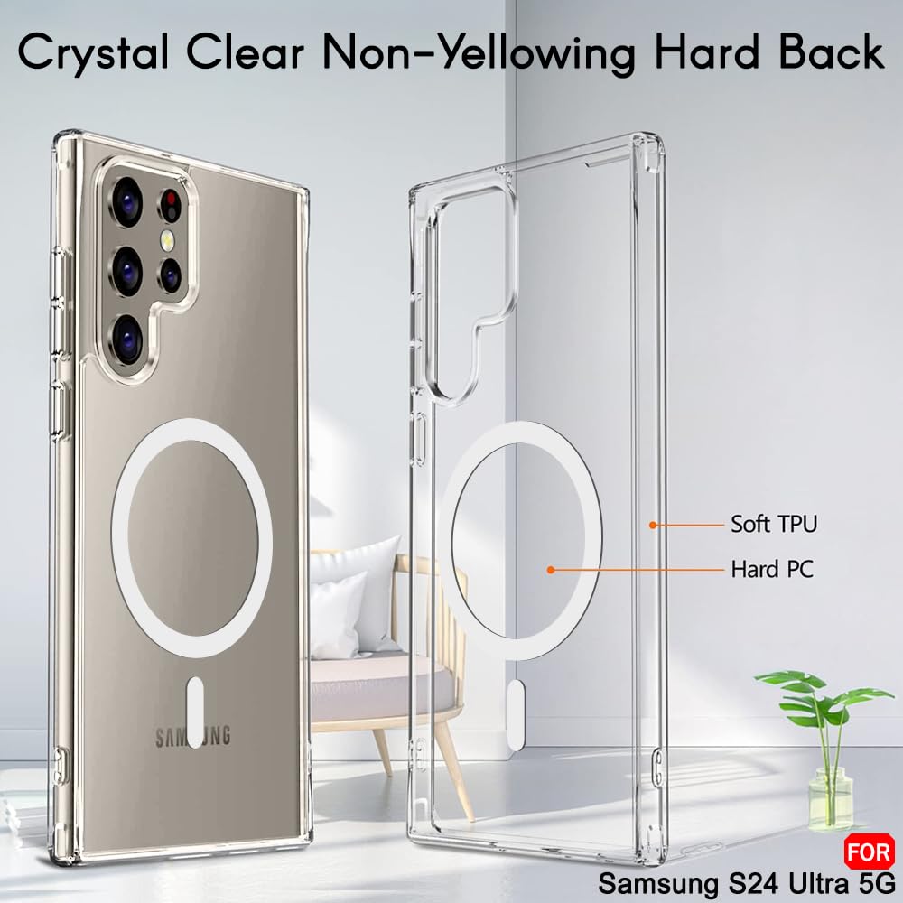 MagSafe Crystal Clear Back Cover for Samsung Galaxy S24 Ultra 5G