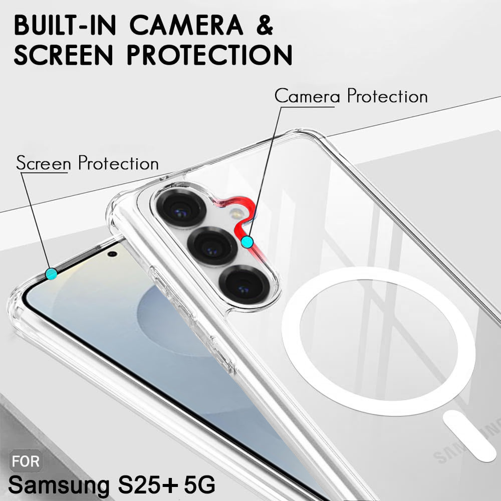 MagSafe Crystal Clear Back Cover for Samsung Galaxy S25 Plus 5G