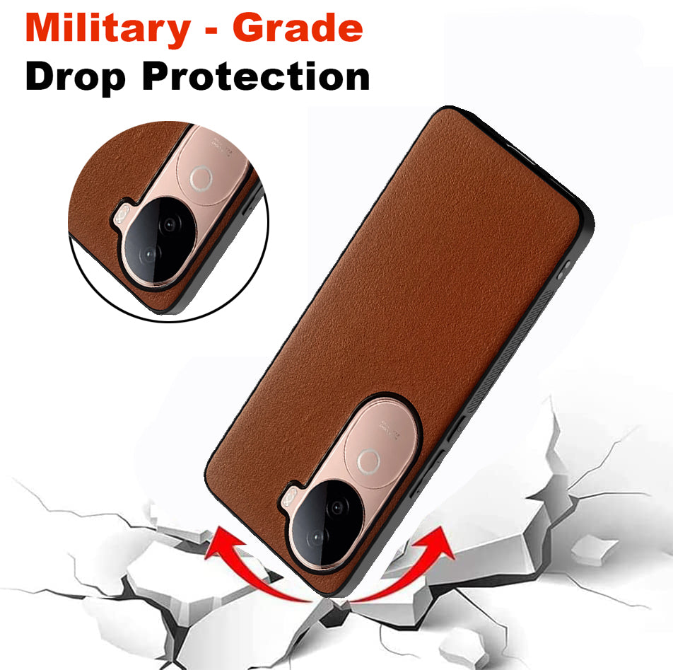 Leather PC TPU Cover for Vivo V40e 5G / iQOO Z9s 5G