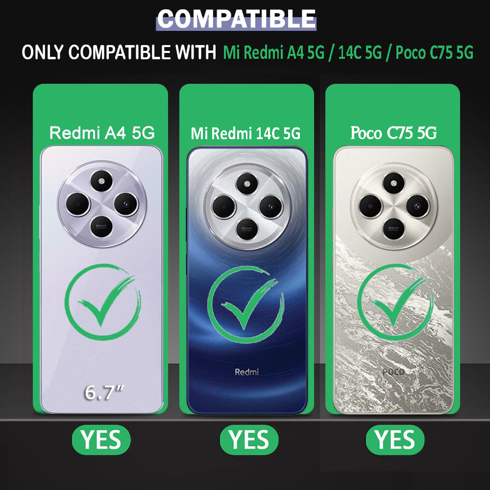 Shockproof Flexible Soft Silicone Back Cover for Mi Redmi A4 5G / 14C 5G / 14R 5G / Poco C75 5G / M7 5G