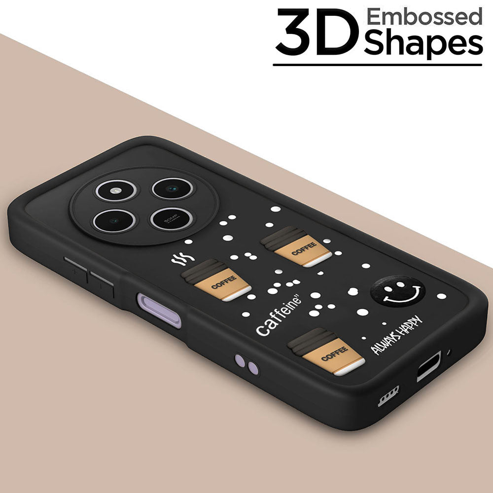 Coffee Mug Theme & Smile Design Back Cover for Mi Redmi A4 5G / 14C 5G / 14R 5G / Poco C75 5G / M7 5G