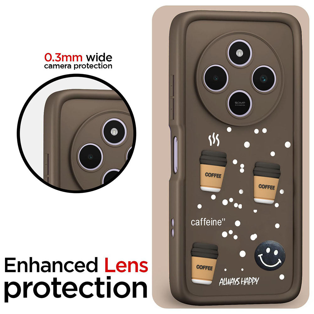 Coffee Mug Theme & Smile Design Back Cover for Mi Redmi A4 5G / 14C 5G / 14R 5G / Poco C75 5G / M7 5G