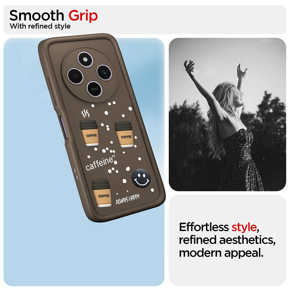 Coffee Mug Theme & Smile Design Back Cover for Mi Redmi A4 5G / 14C 5G / 14R 5G / Poco C75 5G / M7 5G