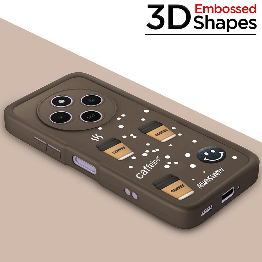 Coffee Mug Theme & Smile Design Back Cover for Mi Redmi A4 5G / 14C 5G / 14R 5G / Poco C75 5G / M7 5G