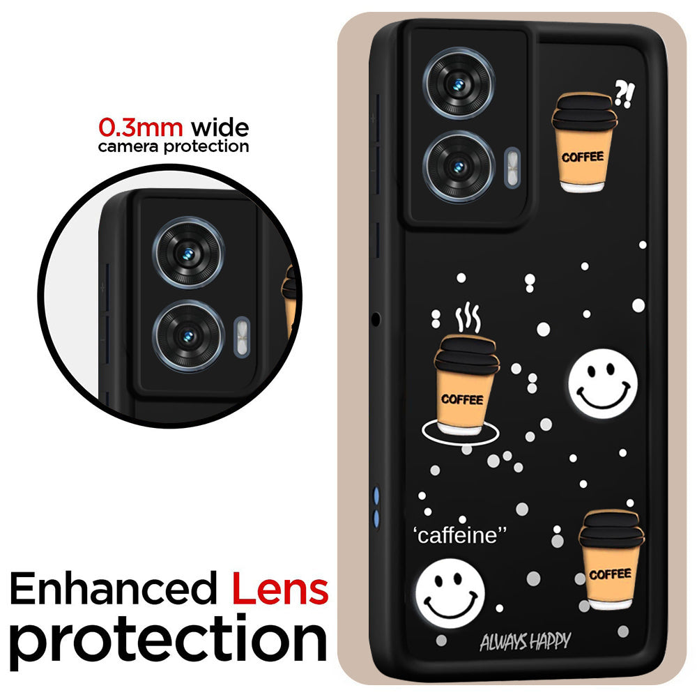 Coffee Mug Theme & Smile Design Back Cover for Motorola Moto Edge 50 Fusion 5G / G85 5G