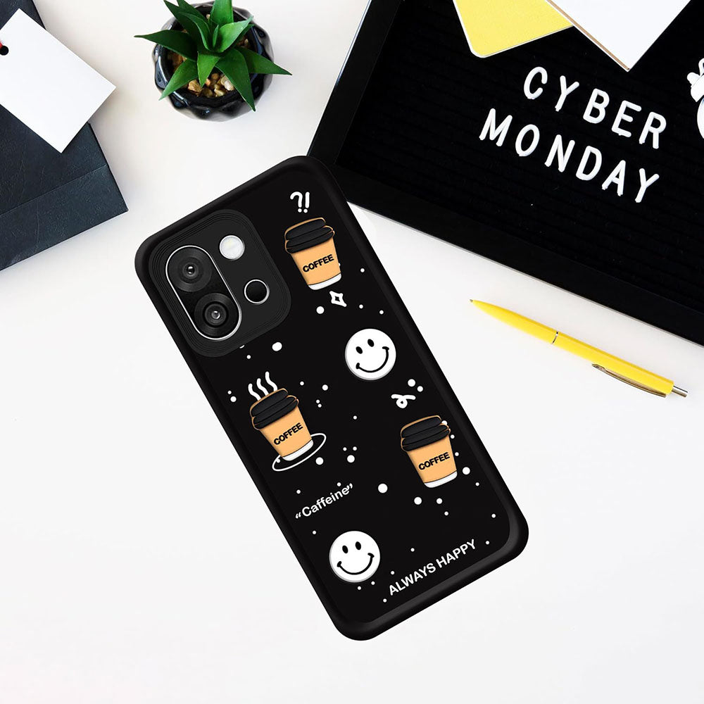 Coffee Mug Theme & Smile Design Back Cover for OnePlus 13s 5G / 13T 5G