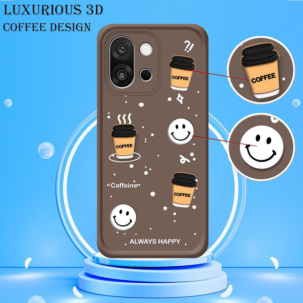 Coffee Mug Theme & Smile Design Back Cover for OnePlus 13s 5G / 13T 5G