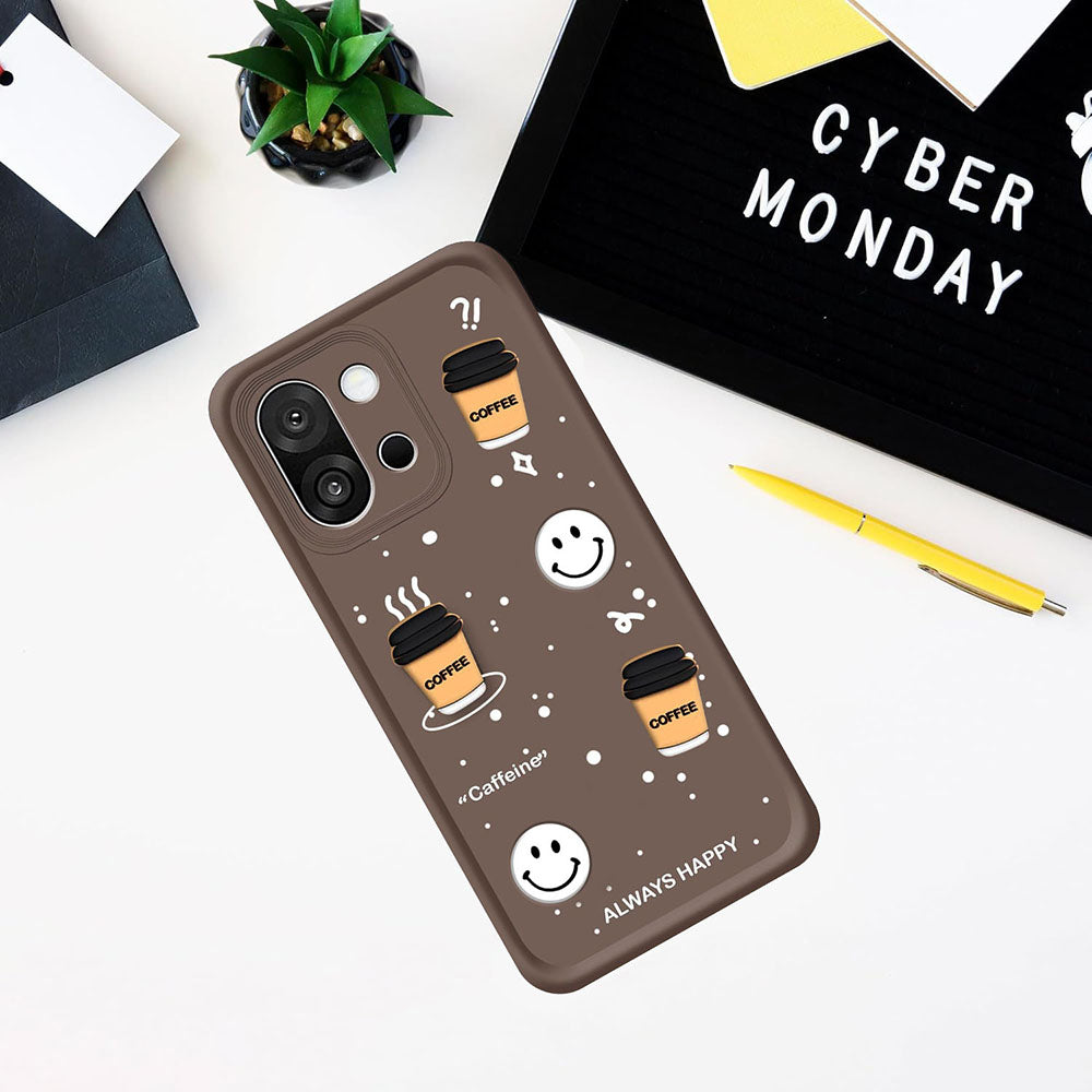 Coffee Mug Theme & Smile Design Back Cover for OnePlus 13s 5G / 13T 5G