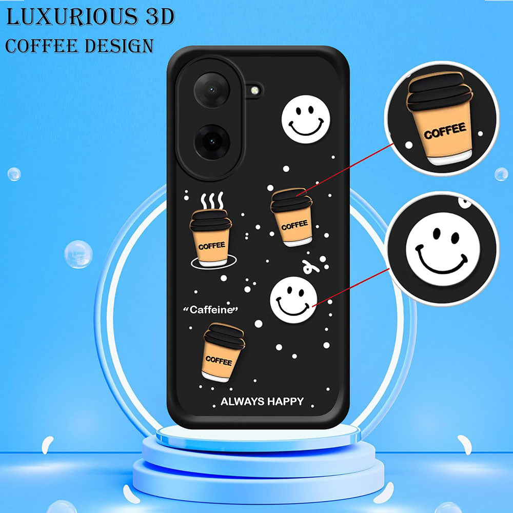 Coffee Mug Theme & Smile Design Back Cover for Mi Redmi A5 4G / Poco C71 4G