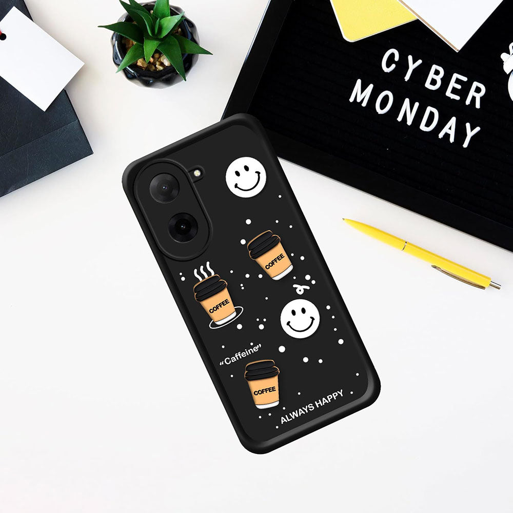 Coffee Mug Theme & Smile Design Back Cover for Mi Redmi A5 4G / Poco C71 4G