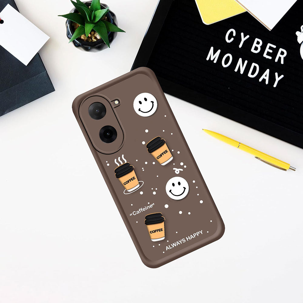 Coffee Mug Theme & Smile Design Back Cover for Mi Redmi A5 4G / Poco C71 4G