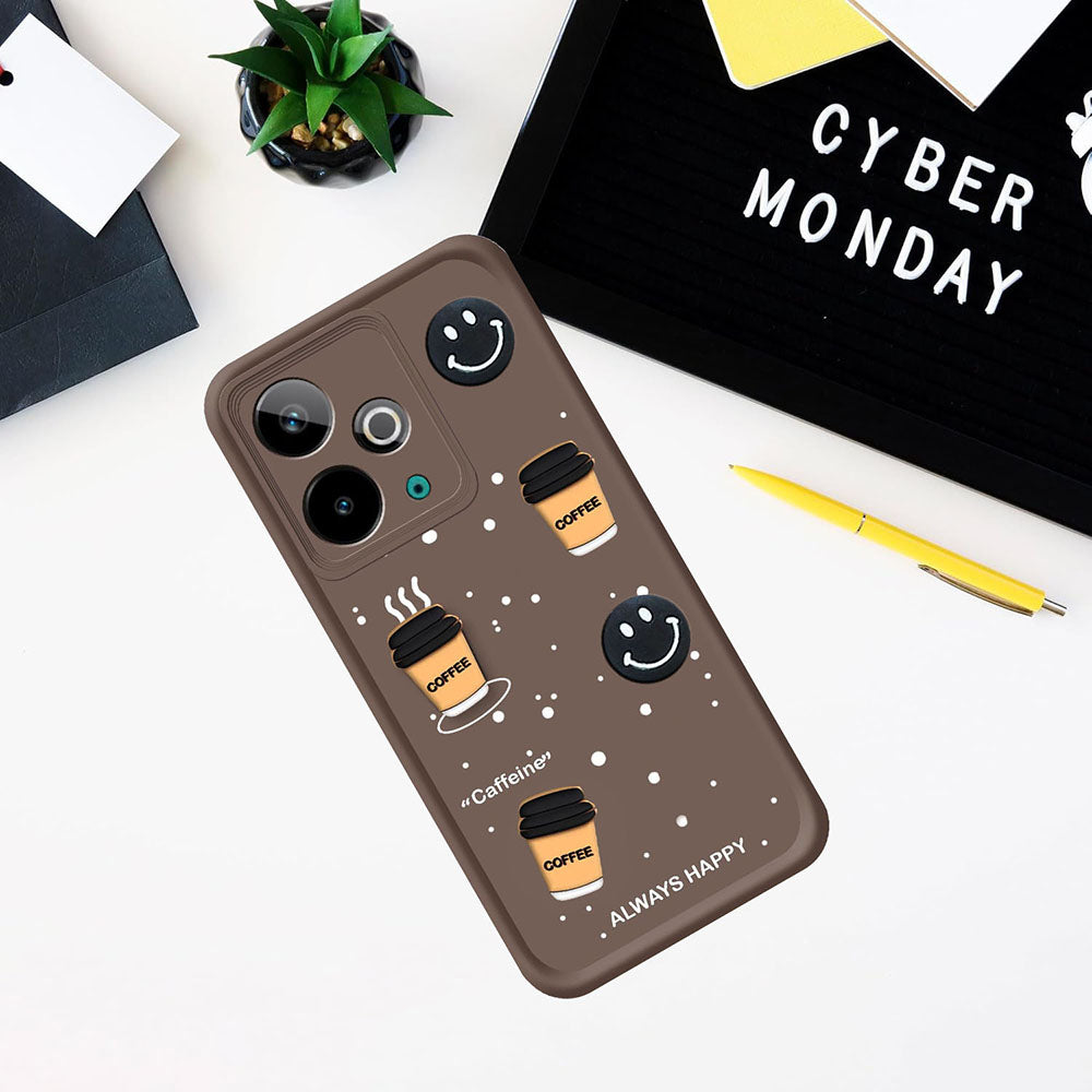 Coffee Mug Theme & Smile Design Back Cover for Realme 14T 5G