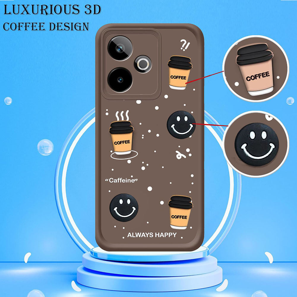 Coffee Mug Theme & Smile Design Back Cover for Realme GT 7 5G / GT 7T 5G