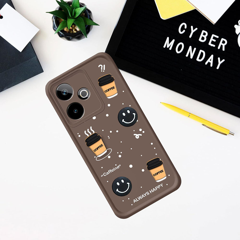 Coffee Mug Theme & Smile Design Back Cover for Realme GT 7 5G / GT 7T 5G
