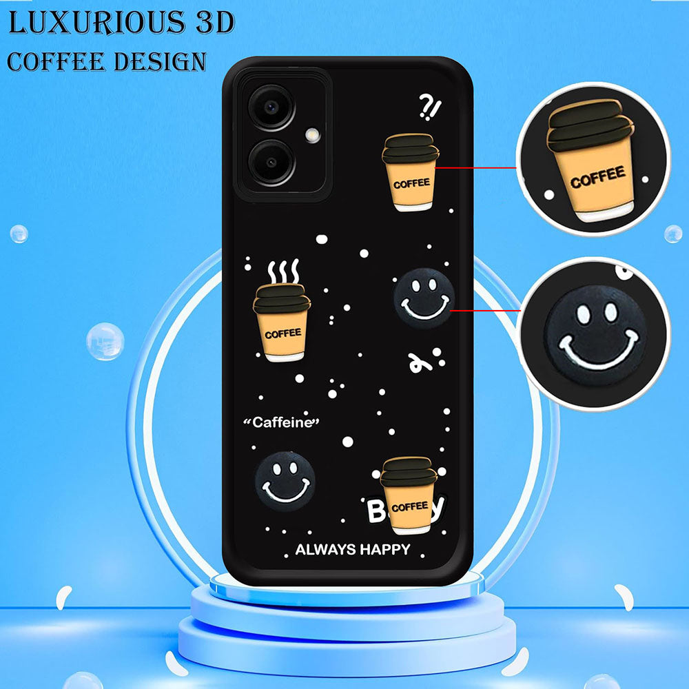Coffee Mug Theme & Smile Design Back Cover for Samsung Galaxy A04E 4G / M04 4G / F04 4G