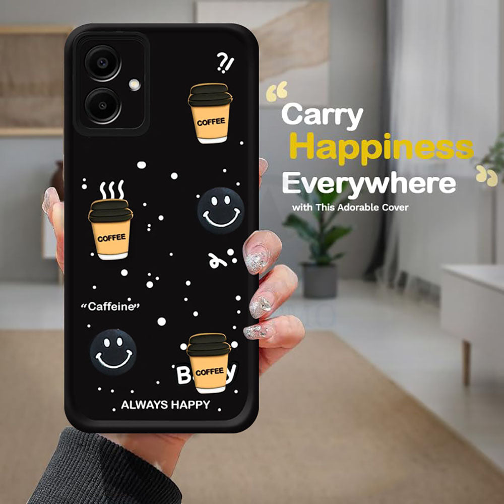 Coffee Mug Theme & Smile Design Back Cover for Samsung Galaxy A04E 4G / M04 4G / F04 4G