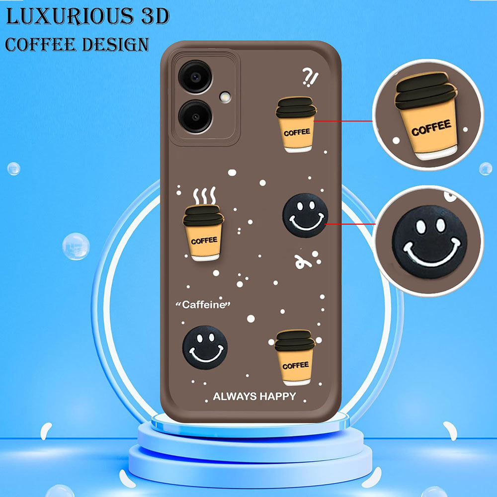 Coffee Mug Theme & Smile Design Back Cover for Samsung Galaxy A04E 4G / M04 4G / F04 4G