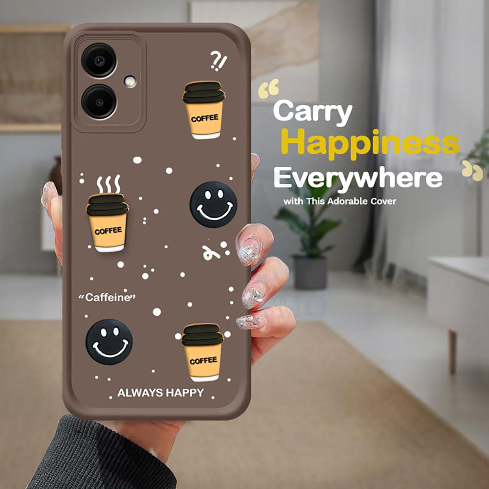 Coffee Mug Theme & Smile Design Back Cover for Samsung Galaxy A04E 4G / M04 4G / F04 4G